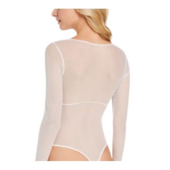 NWT INC Intimates Lingerie Sheer Lace Bodysuit White Cheeky Festival Size Small - Picture 2 of 14